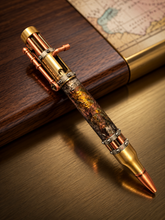 Cargar imagen en el visor de la galería, 3 Gen Pen Company Ballpoint Pen Amber Foil Steampunk Industrial Ballpoint Pen