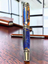 Load image into Gallery viewer, 3 Gen Pen Company Rollerball Pen Blue &amp; Gold Black Titanium Rollerball Pen