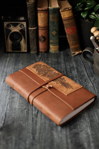 Large Leather Journal with Wildflower Bouquet Print - 3 Gen Pen Company LLC