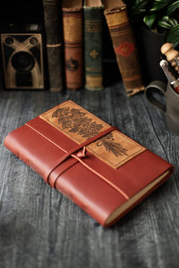 Large Leather Journal with Wildflower Bouquet Print - 3 Gen Pen Company LLC