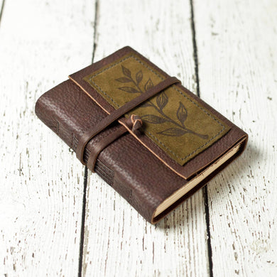 Wayfaring Goods Leather Journal Bright White Leather Journal with Leaf Design