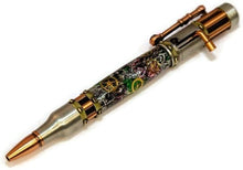 Load image into Gallery viewer, 3 Gen Pen Company Ballpoint Pen Silver/brass with Blue highlights Steampump Watchparts foiled pen