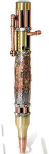 3 Gen Pen Company Ballpoint Pen Silver/brass with Green highlights Steampunk Pen - Parker