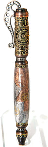 3 Gen Pen Company Ballpoint Pen Silver/brass with Pink highlights Steampump Watchparts foiled pen