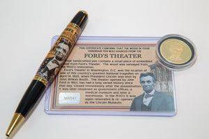 3 Gen Pen Company Rollerball Pen Fords Theater Historic Gatsby Pen plus Proof Coin