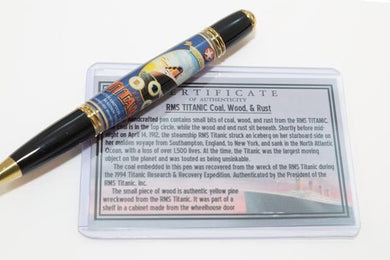 3 Gen Pen Company Rollerball Pen Titanic Coal, Wood & Rust Embed Gatsby Pen