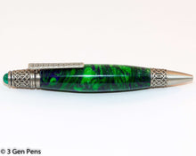 Cargar imagen en el visor de la galería, Celtic Themed beautiful green swirl Pen with Pewter finish - 3 Gen Pen Company