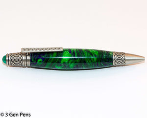 Celtic Themed beautiful green swirl Pen with Pewter finish - 3 Gen Pen Company