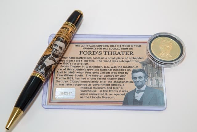 Fords Theater Historic Gatsby Pen plus Proof Coin