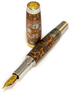 Franck Muller Dual Face Watch Parts Fountain Pen -Statesman Steampunk - Rhodium/Gold - 3 Gen Pen Company LLC