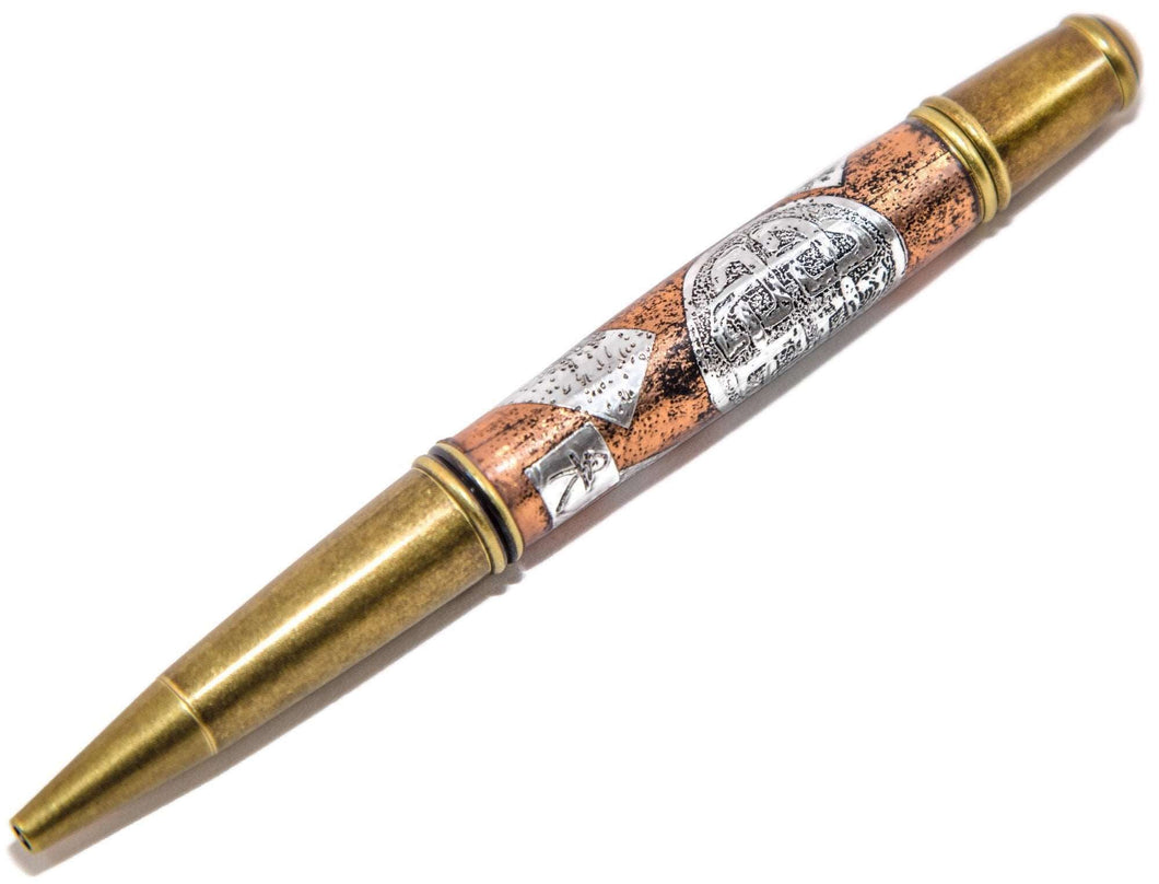 Gatsby Antique Brass Steam Punk Medallion Style Pen - 3 Gen Pen Company