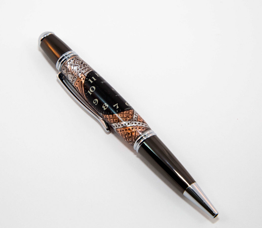 Gatsby Twist Clock Parts Pen with Gun Metal/Chrome - Black Dial TW - 3 Gen Pen Company