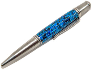 Gatsby Twist Pen with Blue Natural Paua Abalone and Antique Pewter Accents - 3 Gen Pen Company