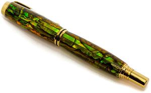 George Pen made with Lime Colored Natural Abalone - 3 Gen Pen Company LLC