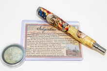 Load image into Gallery viewer, Independence Hall Embed W/Coin JR Rollerball Pen - COA - 3 Gen Pen Company
