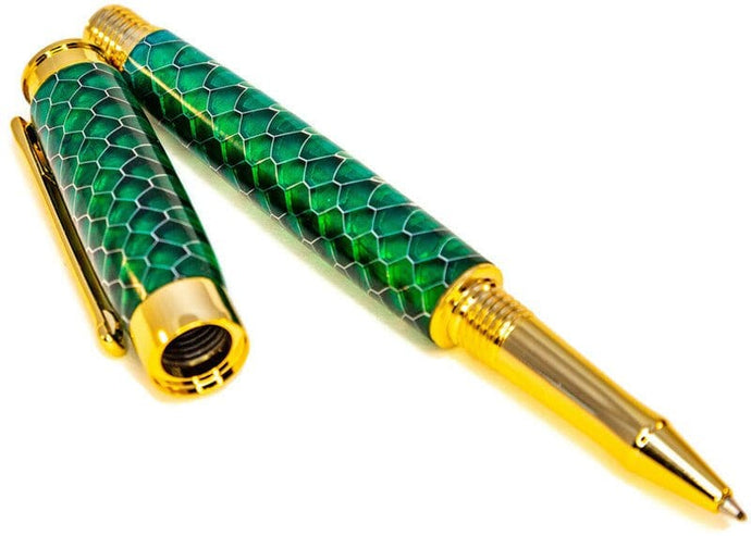 Leveche Gold Rollerball Pen - Honeycomb Green - 3 Gen Pen Company