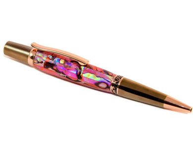 Sierra Gun Metal Pen with Gold accents Pen made with Multicolored Paua Abalone - 3 Gen Pen Company